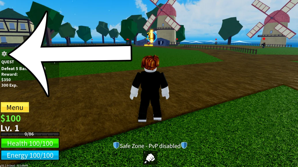 Blox Fruits settings button location